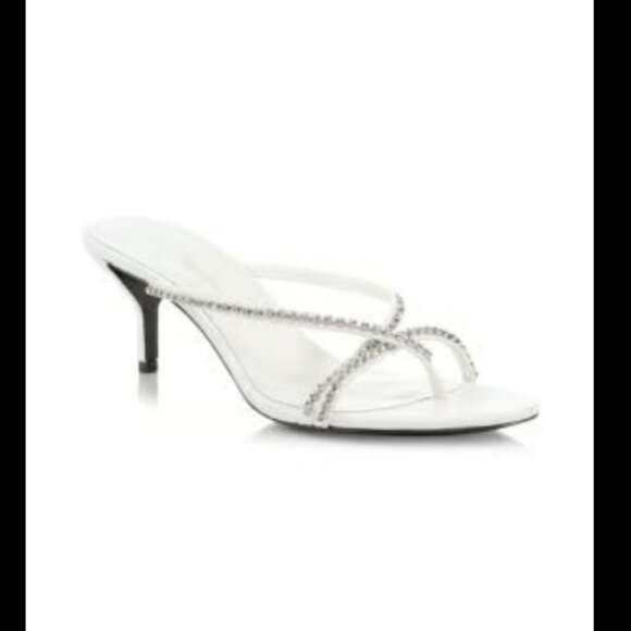 3.1 phillip lim kiddie crystal-embellished leather thong sandals White 38.5 - Picture 1 of 10